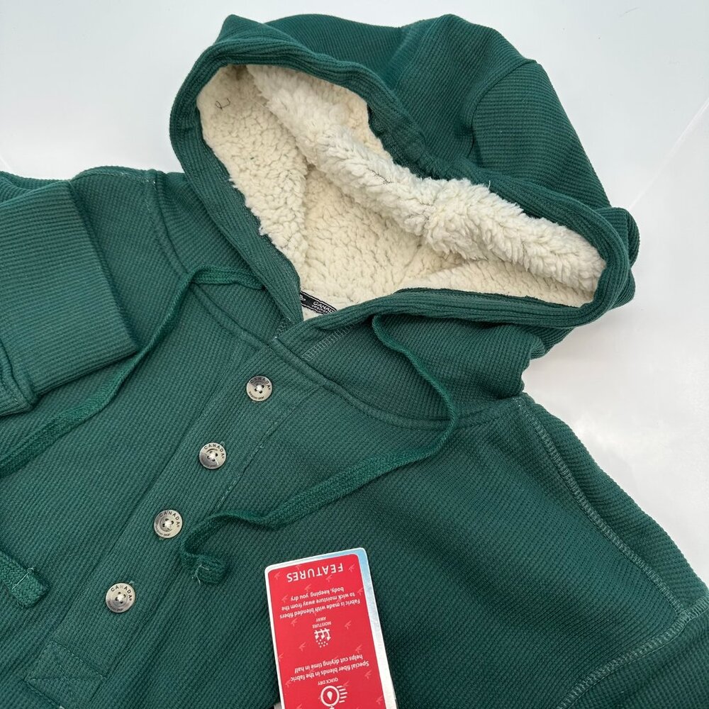 Canada Weathergear‎ Men's 1/2 Button Thermal Sherpa Lined Hoodie, Size L, Green